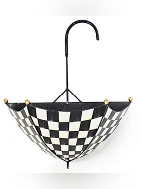 Mackenzie Childs courtley check umbrella planter/wall pocket. RARE